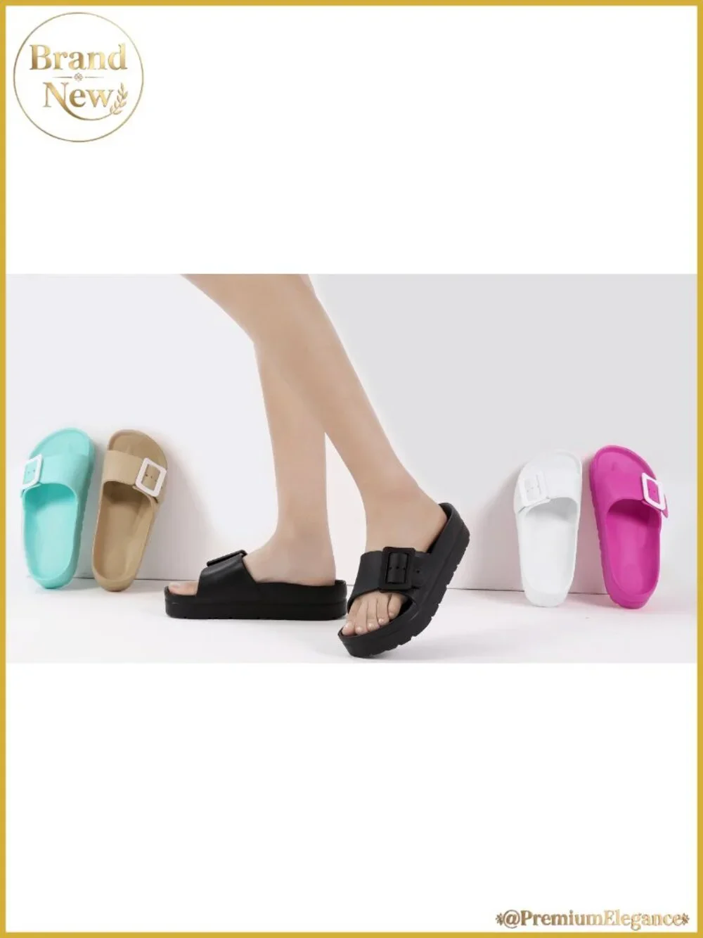 Platform Sandals Arch Support Adjustable Buckle Slide EVA Women